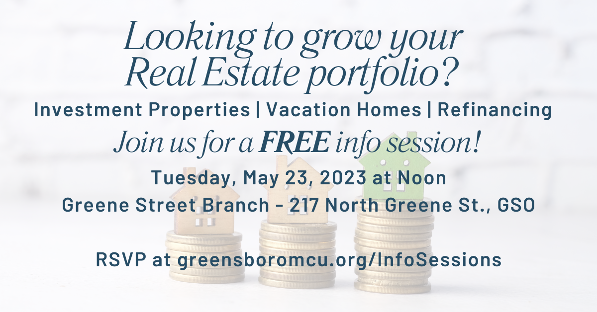 Join us for information on investments, vacation homes, and refinancing! May 23 at noon!